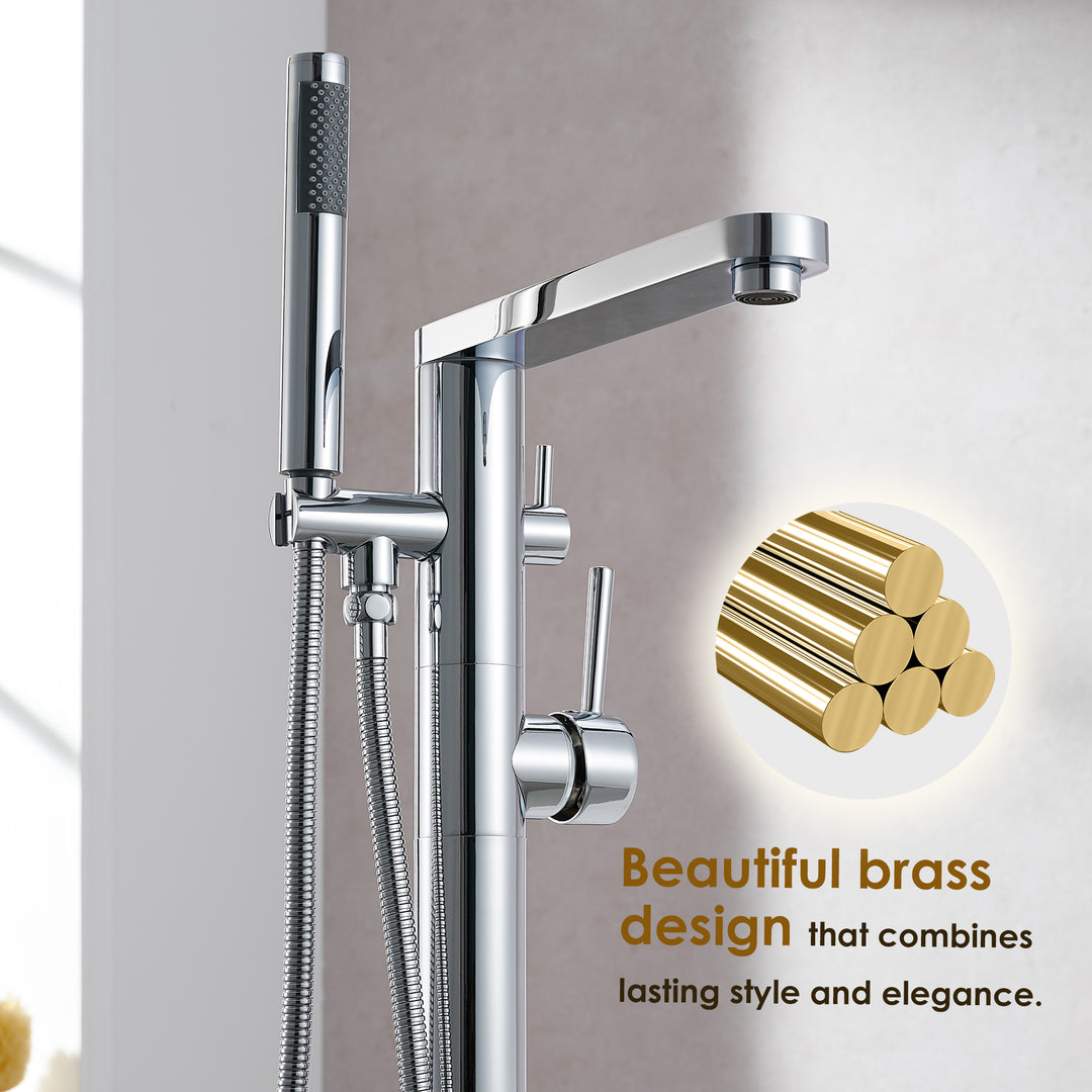 Allario Double Lever Handles Freestanding Floor Mounted Tub Filler