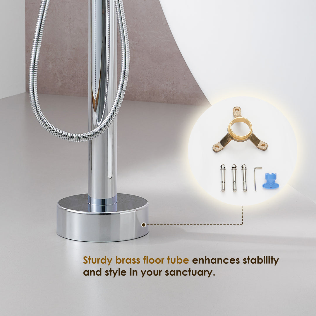 Allario Double Lever Handles Freestanding Floor Mounted Tub Filler