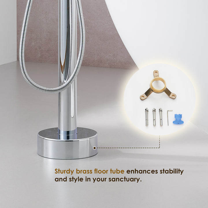 Allario Double Lever Handles Freestanding Floor Mounted Tub Filler