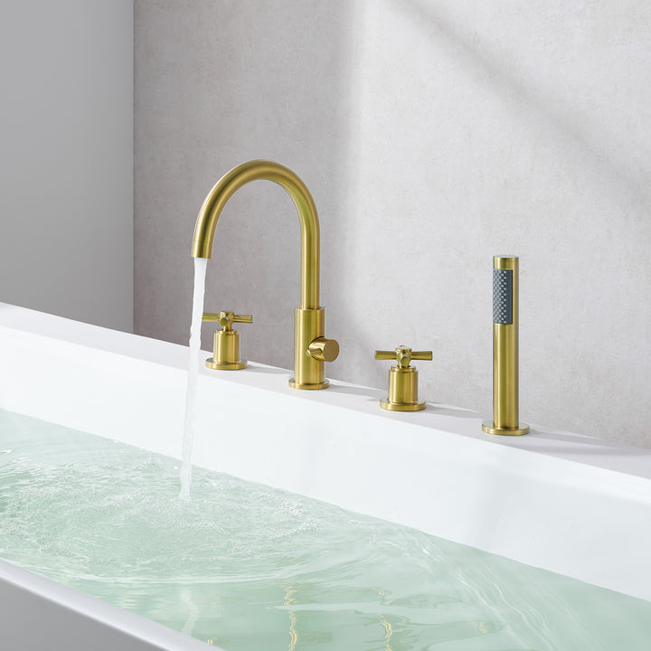 Sundale Cross Handles Deck-Mount Roman Tub Faucet