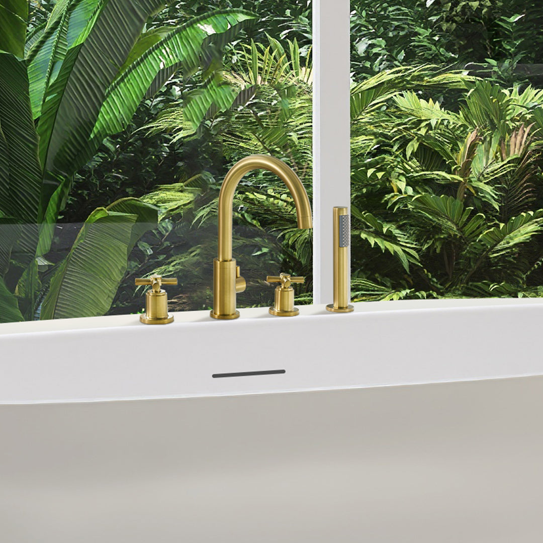 Sundale Cross Handles Deck-Mount Roman Tub Faucet