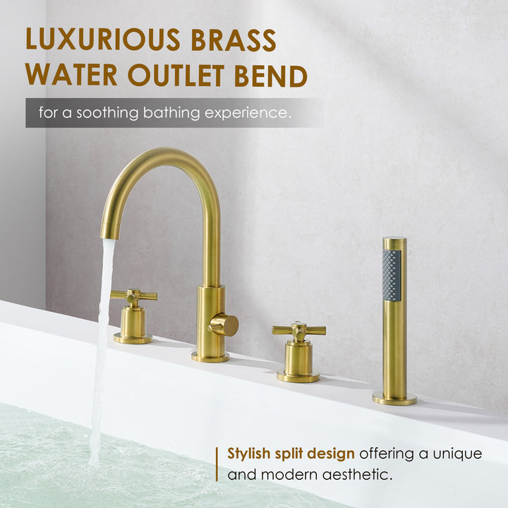 Sundale Cross Handles Deck-Mount Roman Tub Faucet