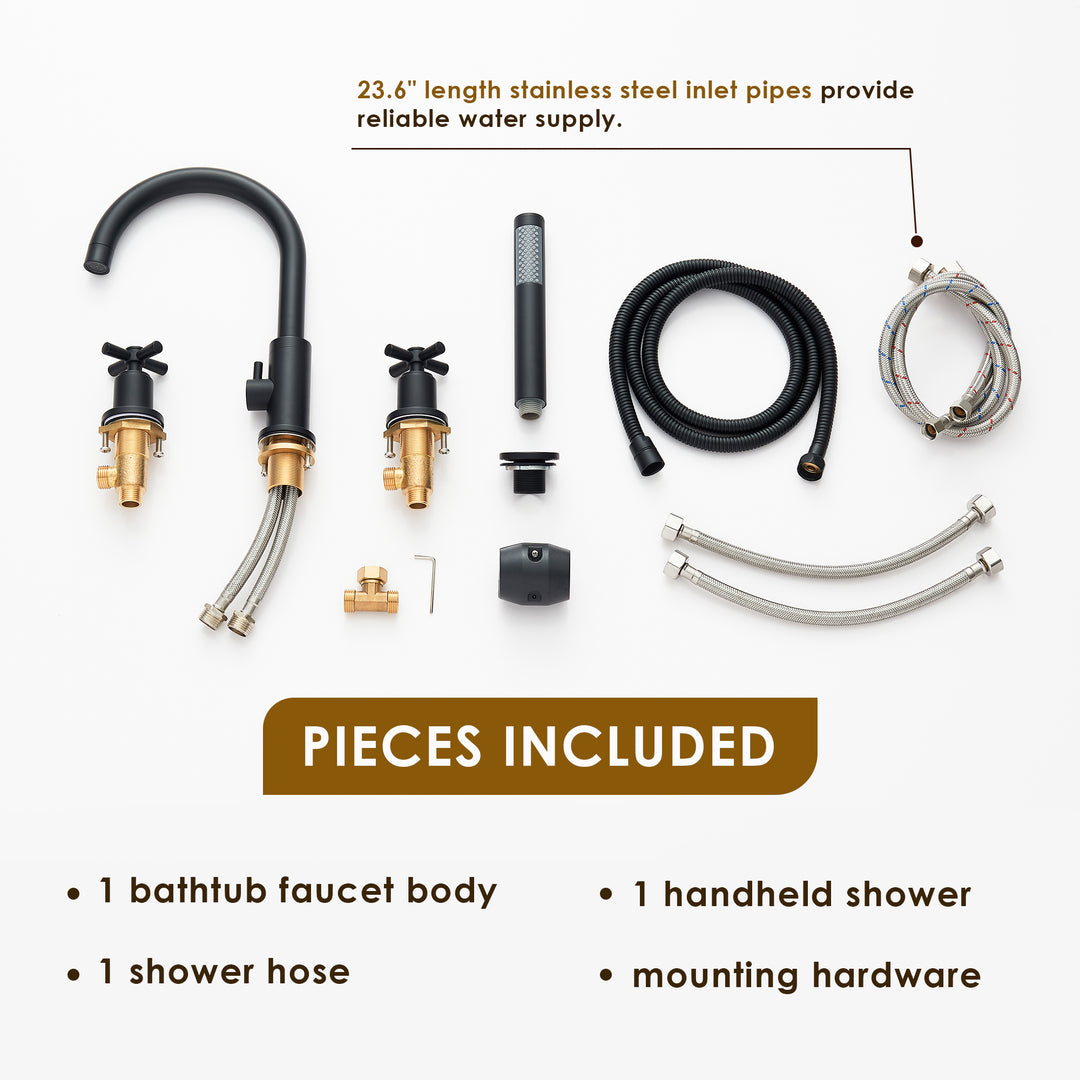 Sundale Cross Handles Deck-Mount Roman Tub Faucet