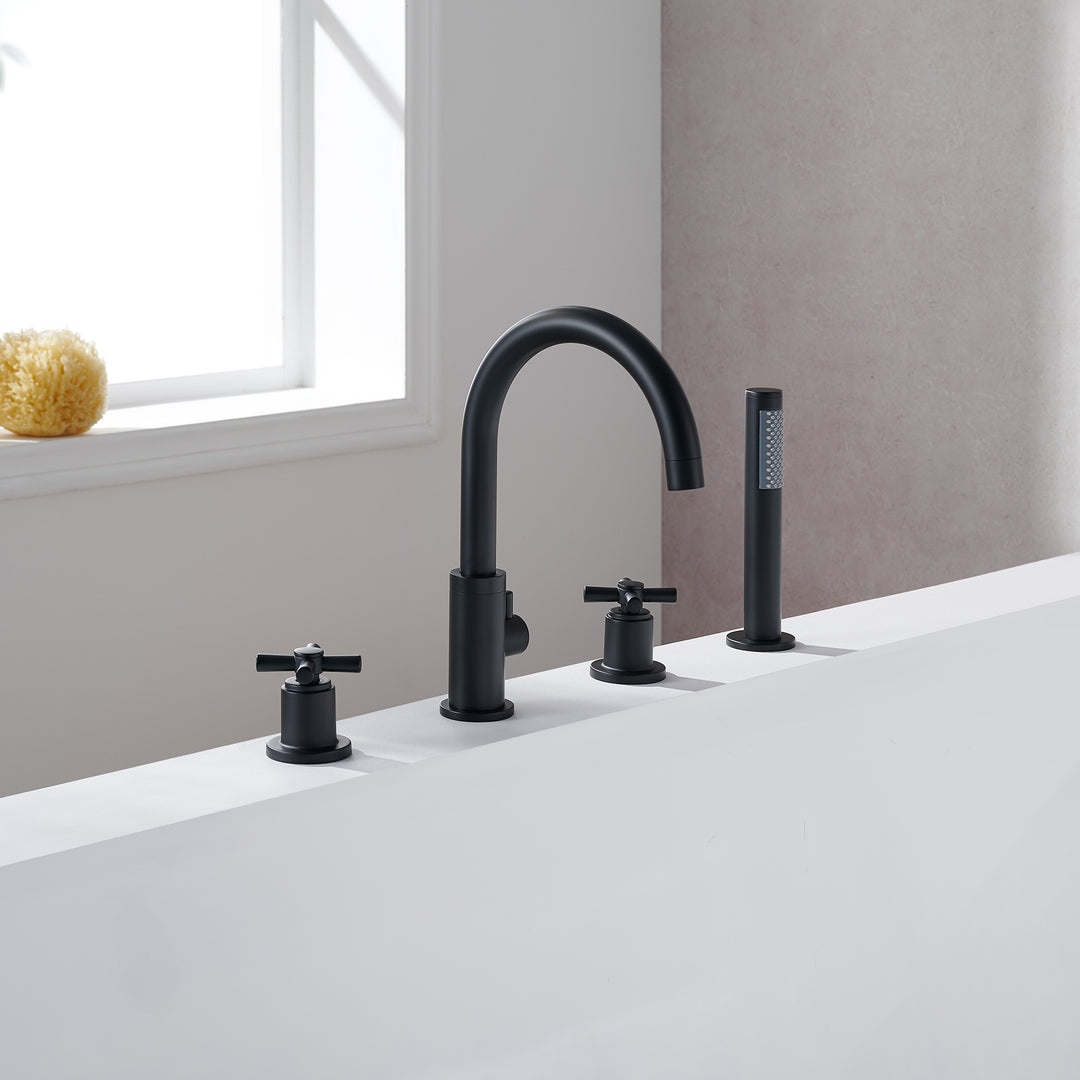 Sundale Cross Handles Deck-Mount Roman Tub Faucet