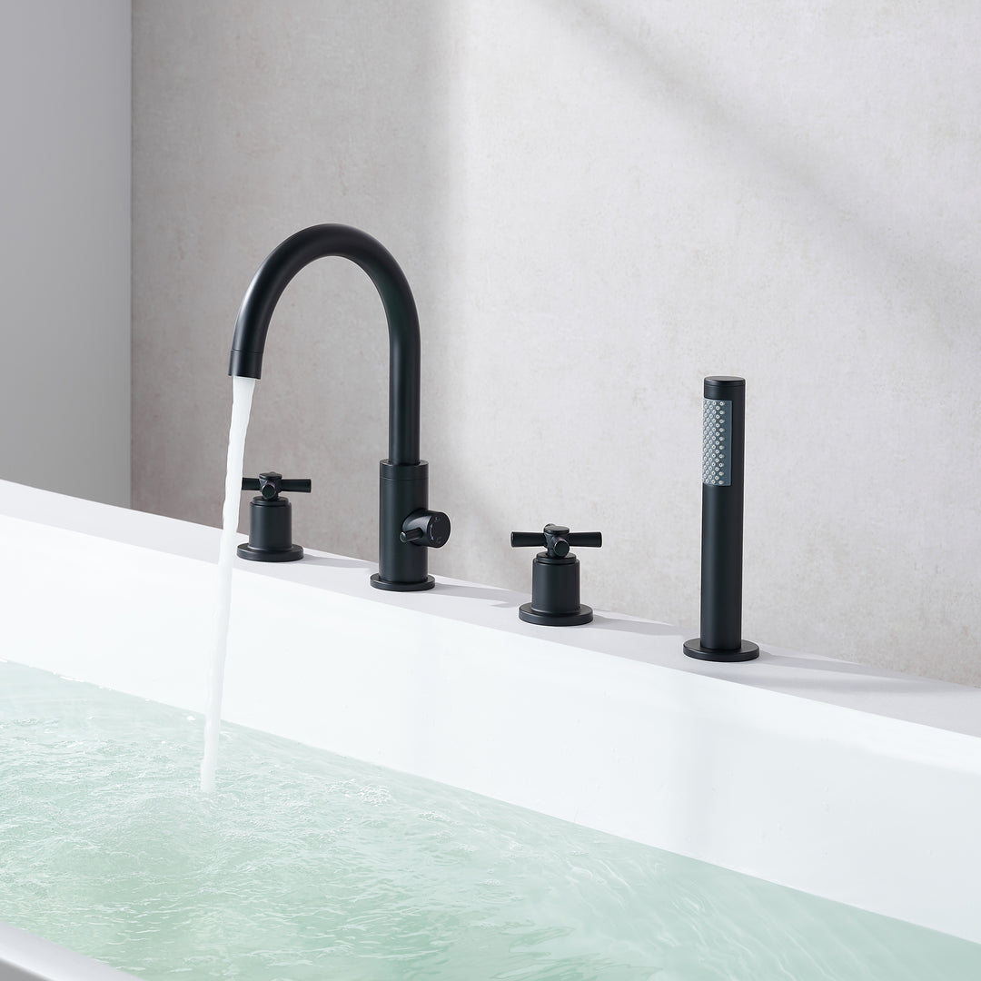 Sundale Cross Handles Deck-Mount Roman Tub Faucet