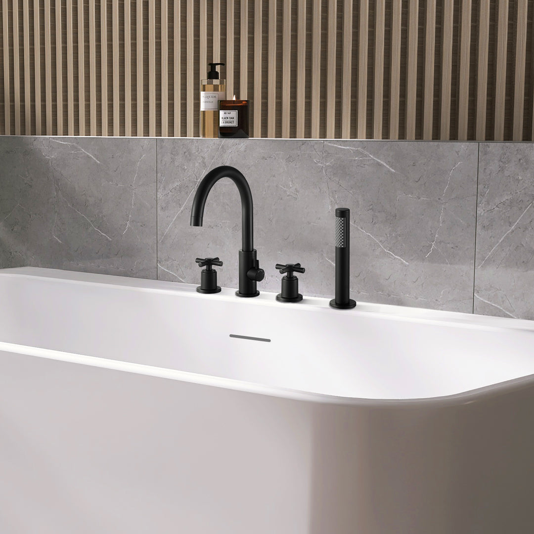 Sundale Cross Handles Deck-Mount Roman Tub Faucet