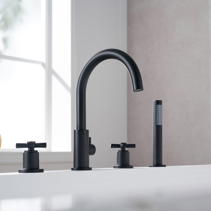 Sundale Cross Handles Deck-Mount Roman Tub Faucet