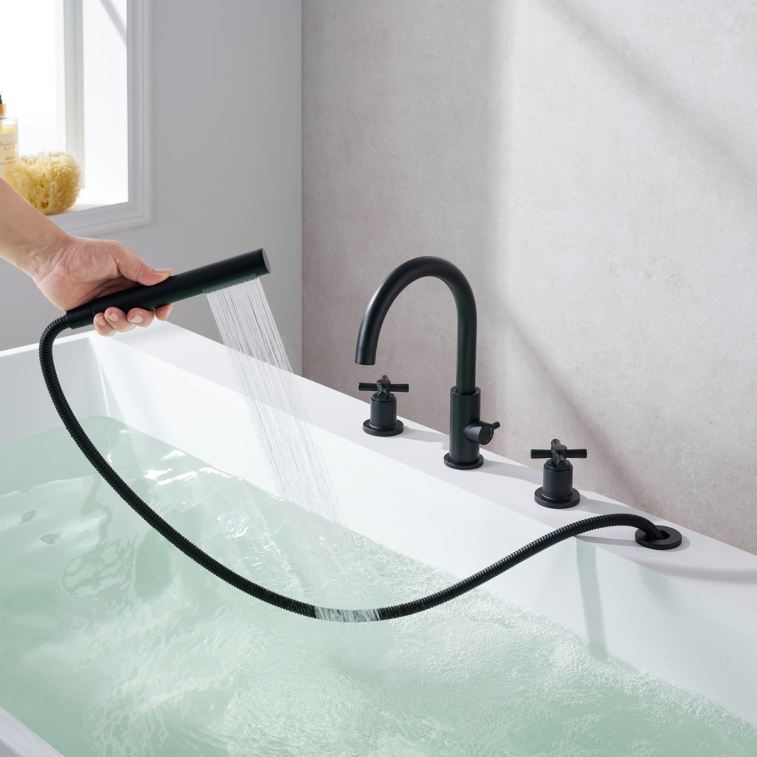 Sundale Cross Handles Deck-Mount Roman Tub Faucet