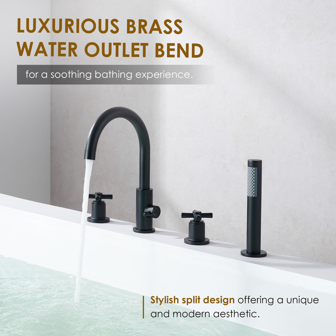 Sundale Cross Handles Deck-Mount Roman Tub Faucet