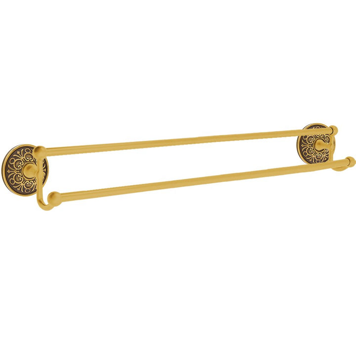 Traditional Brass Collection 30" Double Towel Bar with Lancaster Rose by Emtek