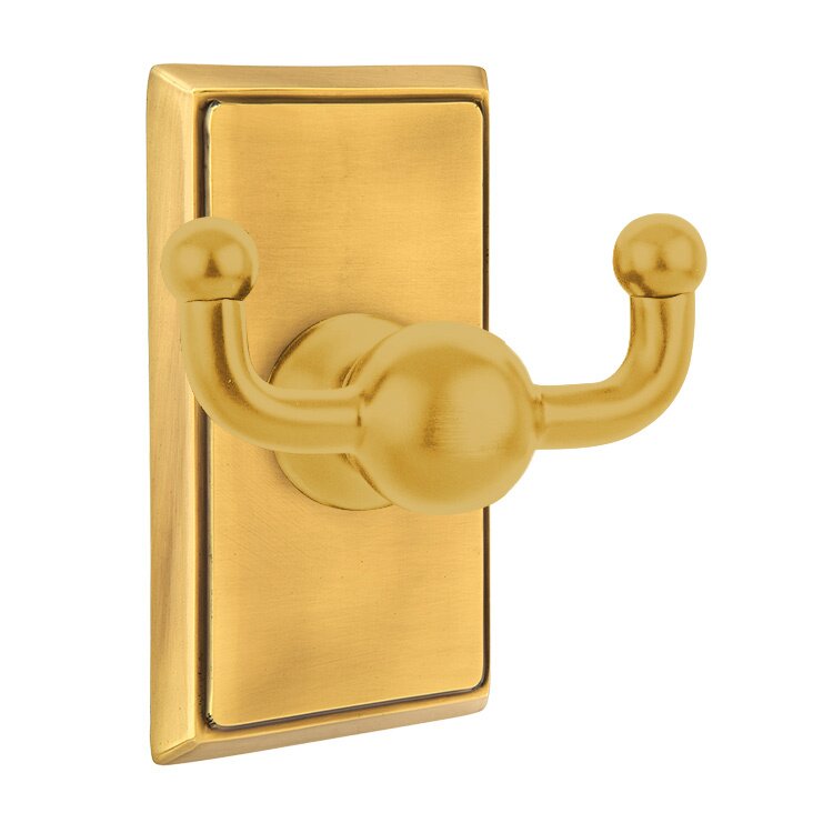 Traditional Brass Collection Rectangular Double Hook  by Emtek