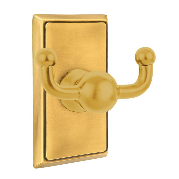 Traditional Brass Collection Rectangular Double Hook  by Emtek