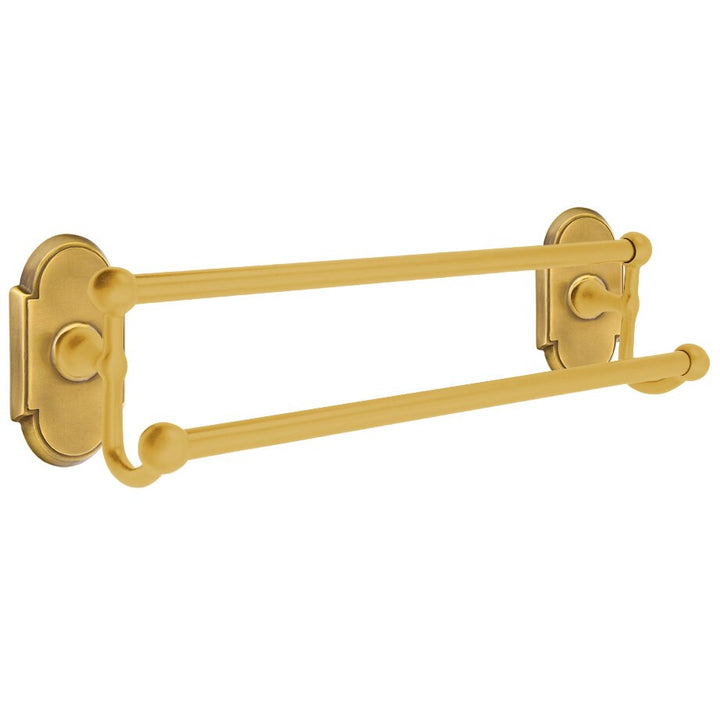 Traditional Brass Collection 18" Double Towel Bar with #8 Rose  by Emtek