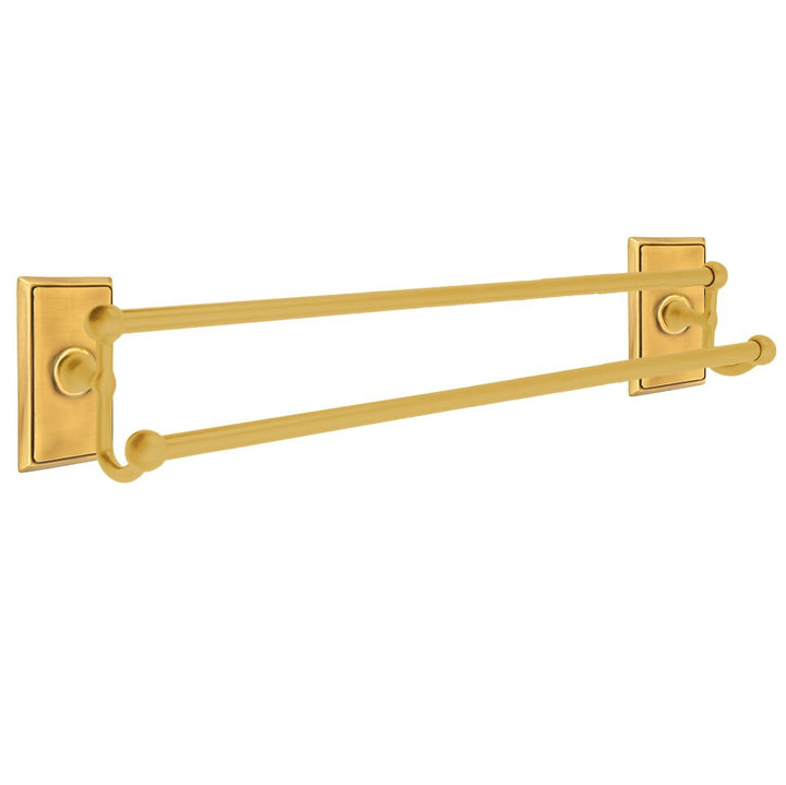 Traditional Brass Collection 24" Double Towel Bar with Rectangular Rose  by Emtek
