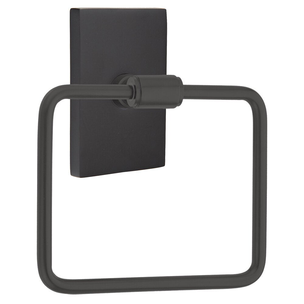 Transitional Brass Collection Transitional Brass Towel Ring with Modern Rectangular Rosette  by Emtek