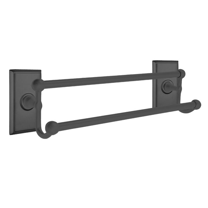 Traditional Brass Collection 24" Double Towel Bar with Rectangular Rose  by Emtek