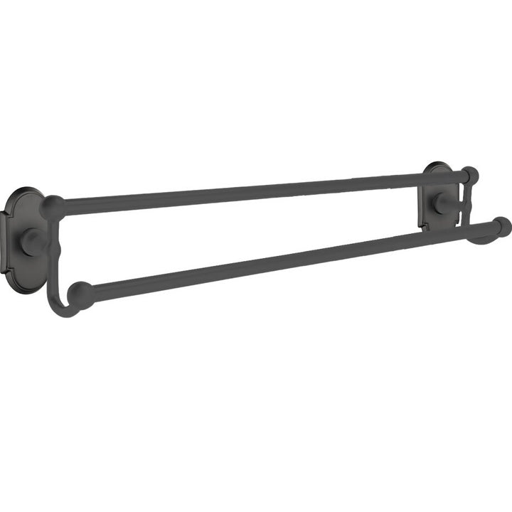 Traditional Brass Collection 24" Double Towel Bar with #8 Rose by Emtek