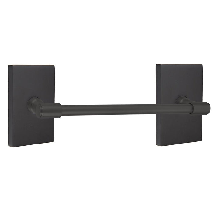 Transitional Brass Collection 30" Towel Bar with Modern Rectangular Rosette  by Emtek