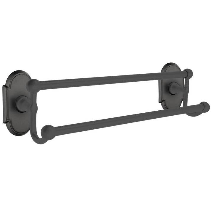 Traditional Brass Collection 18" Double Towel Bar with #8 Rose  by Emtek