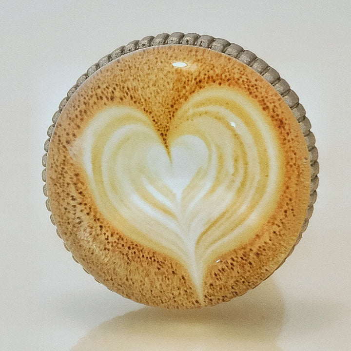 Charleston Knob Company Coffee Latte Art Pewter Knob - Heart Design