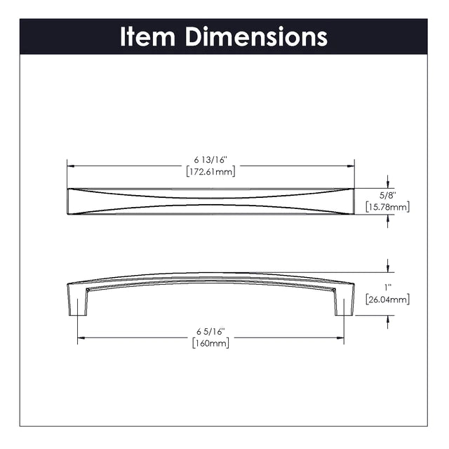 Hickory Hardware 6-5/16 inch (160mm) Crest Cabinet Pull