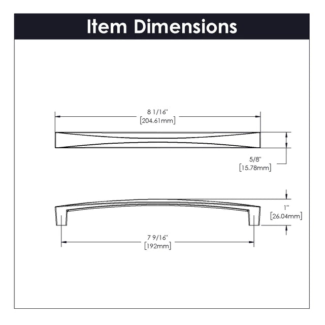 Hickory Hardware 7-9/16 inch (192mm) Crest Cabinet Pull