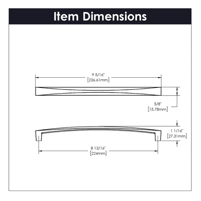 Hickory Hardware 8-13/16 inch (224mm) Crest Cabinet Pull