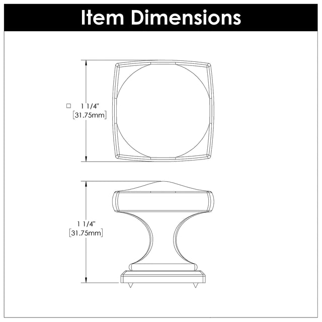 Hickory Hardware 1-1/4 inch (32mm) Dover Knob