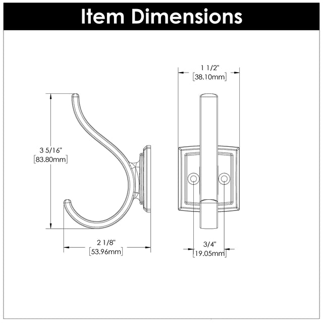 Hickory Hardware 1-7/16 inch (11mm) Dover Hook