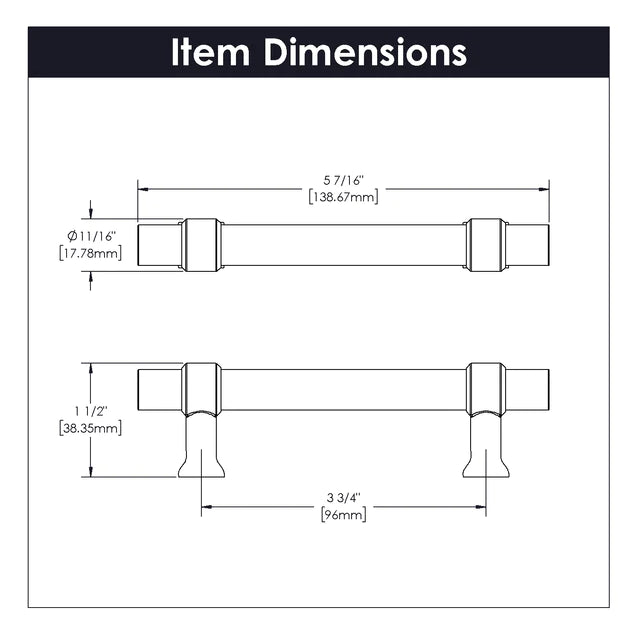 Hickory Hardware 3-3/4 Inch (96mm) Center to Center Crystal Palace Pull