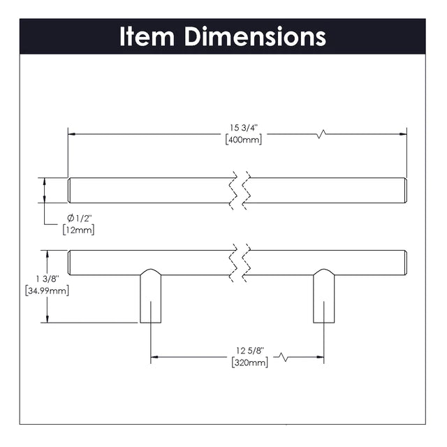 Hickory Hardware 12-5/8 Inch (320mm) Center to Center Bar Pull Cabinet Pull