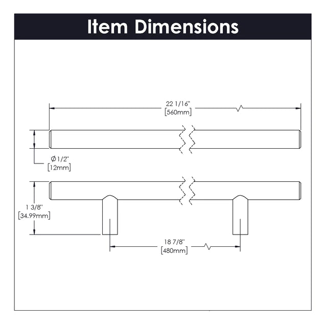 Hickory Hardware 18-7/8 Inch (480mm) Center to Center Bar Pull Cabinet Pull