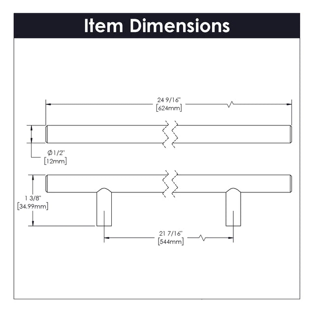 Hickory Hardware 21-7/16 Inch (544mm) Center to Center Bar Pull Cabinet Pull