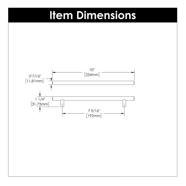 Hickory Hardware 7-9/16 inch (192mm) Center to Center Bar Pull Cabinet Pull