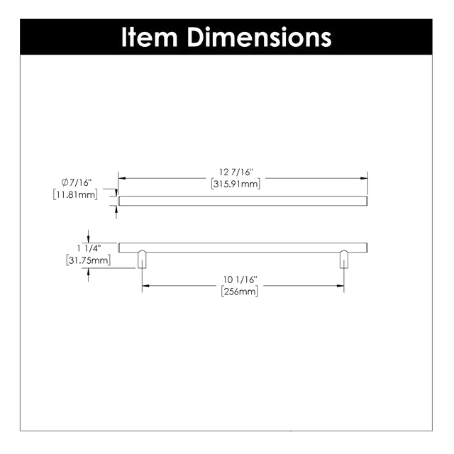 Hickory Hardware 10-1/16 inch (256mm) Center to Center Bar Pull Cabinet Pull