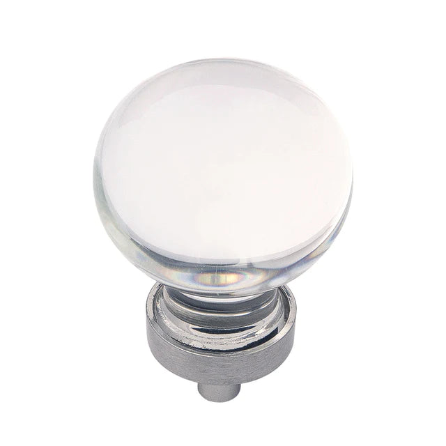 Hickory Hardware 1-3/8 inch (35mm) Crystal Palace Cabinet Knob Glass with Satin Nickel