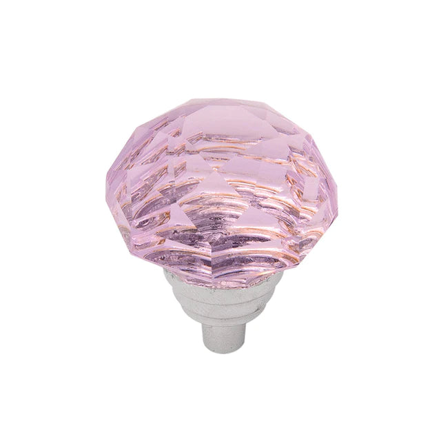 Hickory Hardware 1-1/4 inch (32mm) Pink Crystal Palace Cabinet Knob Glass with Chrome