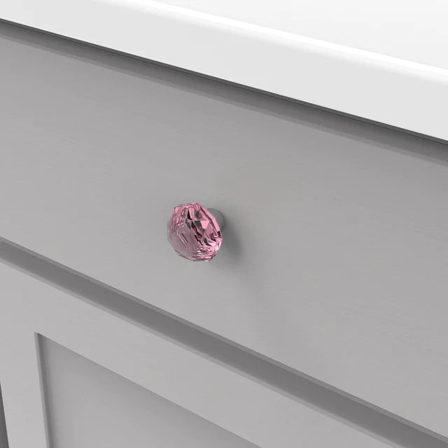 Hickory Hardware 1-1/4 inch (32mm) Pink Crystal Palace Cabinet Knob Glass with Chrome