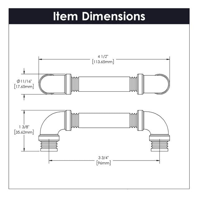 Hickory Hardware 3-3/4 inch (96mm) Pipeline Cabinet Pull