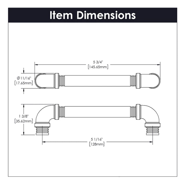 Hickory Hardware 5-1/16 inch (128mm) Pipeline Cabinet Pull