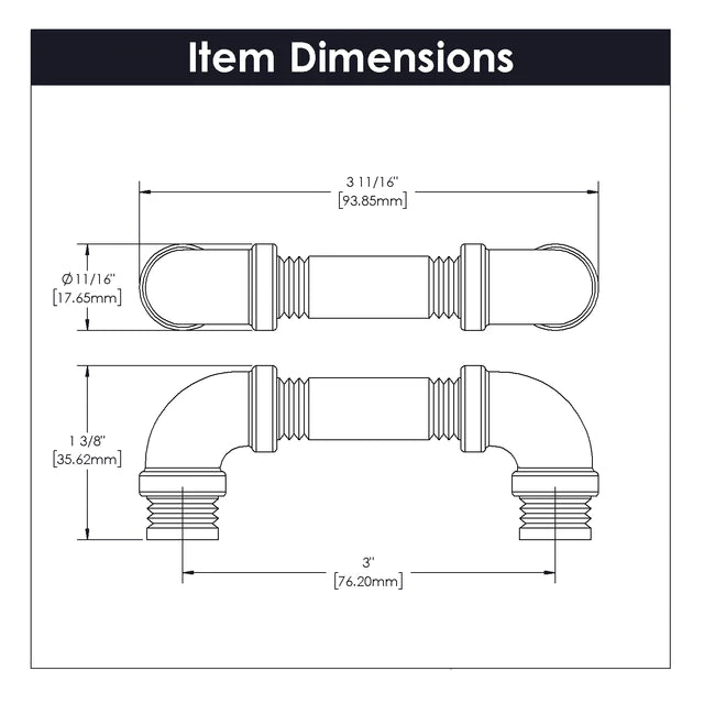 Hickory Hardware 3 inch (76mm) Pipeline Cabinet Pull