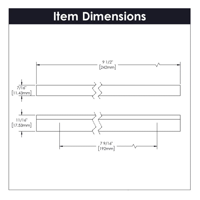 Hickory Hardware 7-9/16 inch (192mm) Streamline Cabinet Pull