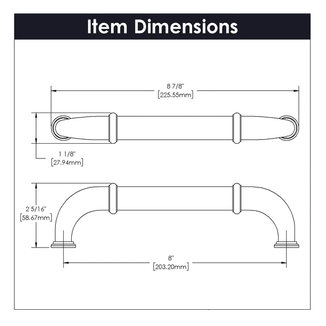 Hickory Hardware 8 inch (203mm) Cottage Appliance Pull