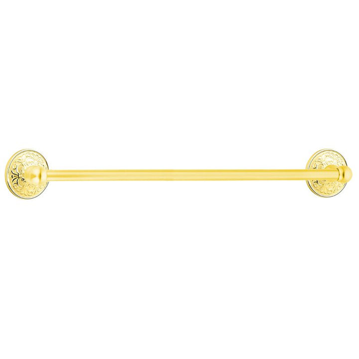 Traditional Brass Collection 30" Single Towel Bar with Lancaster Rose  by Emtek