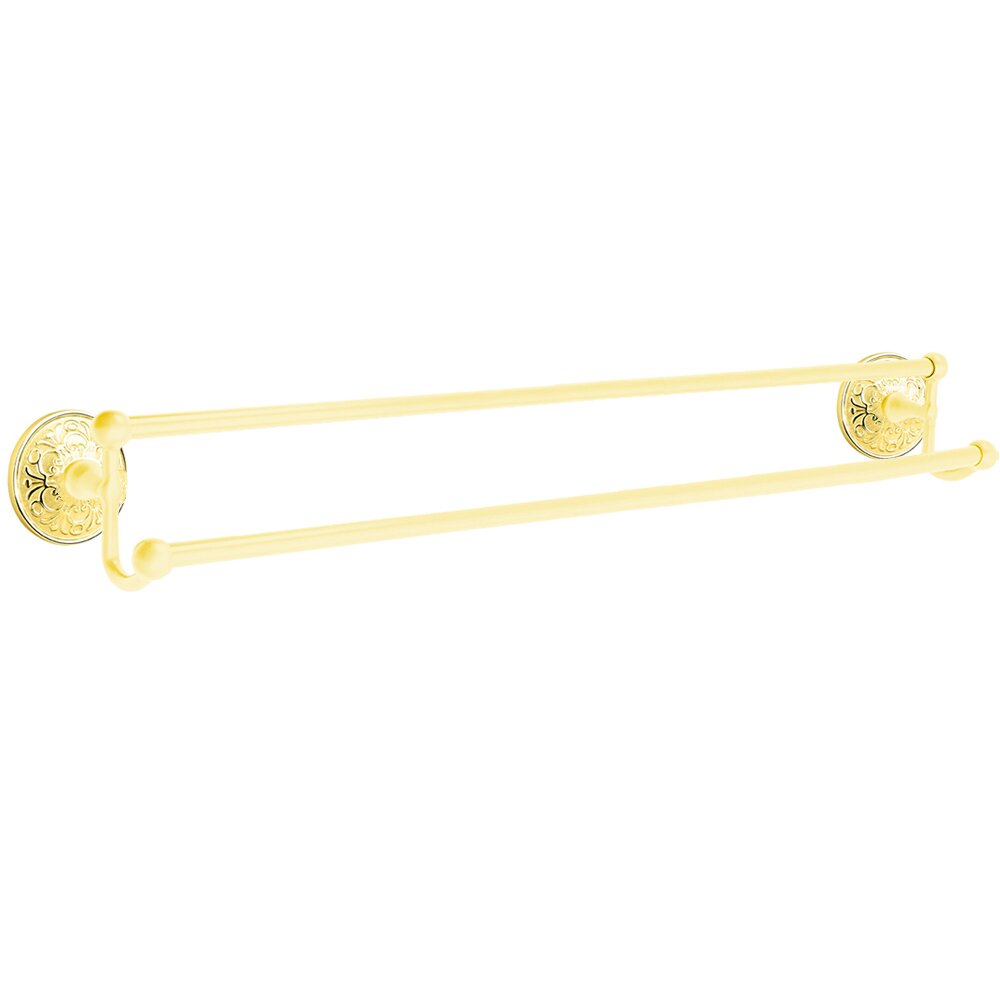 Traditional Brass Collection 30" Double Towel Bar with Lancaster Rose by Emtek