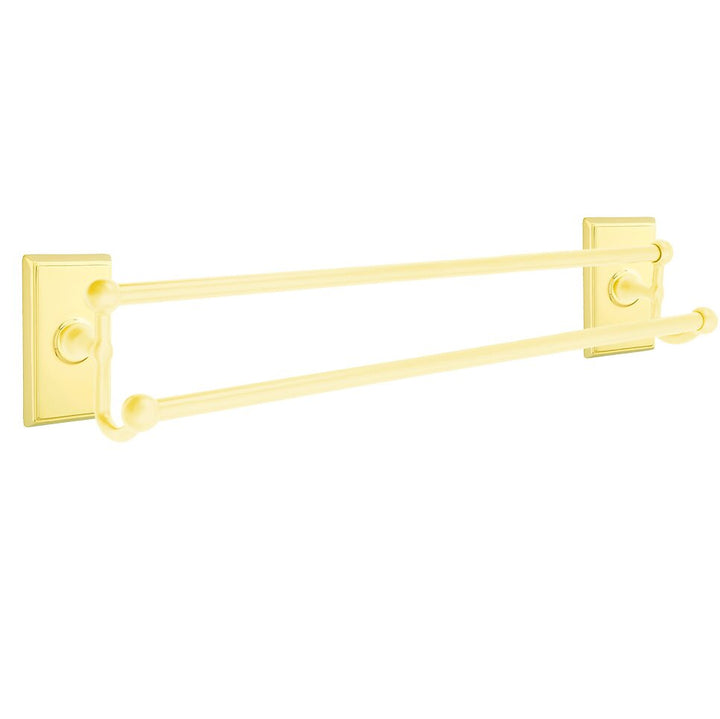 Traditional Brass Collection 24" Double Towel Bar with Rectangular Rose  by Emtek