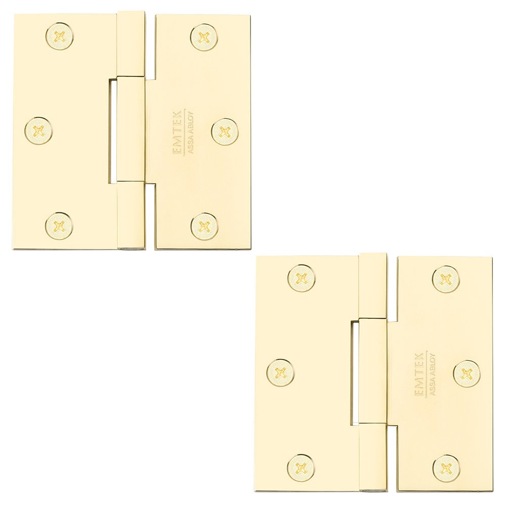 Door Hinges Collection 4 1/2" x 4 1/2" Thin Leaf Square Solid Brass Heavy Duty Thin Leaf Square Barrel Hinges (Sold In Pairs) by Emtek