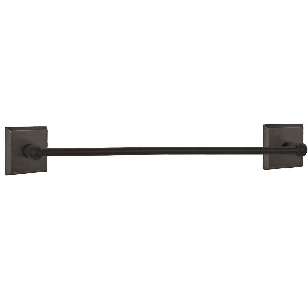 Sandcast Bronze Collection 30" Single Towel Bar with #6 Rose  by Emtek