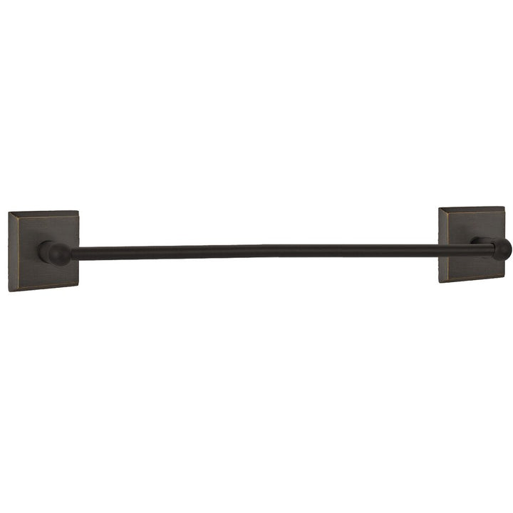 Sandcast Bronze Collection 30" Single Towel Bar with #6 Rose  by Emtek