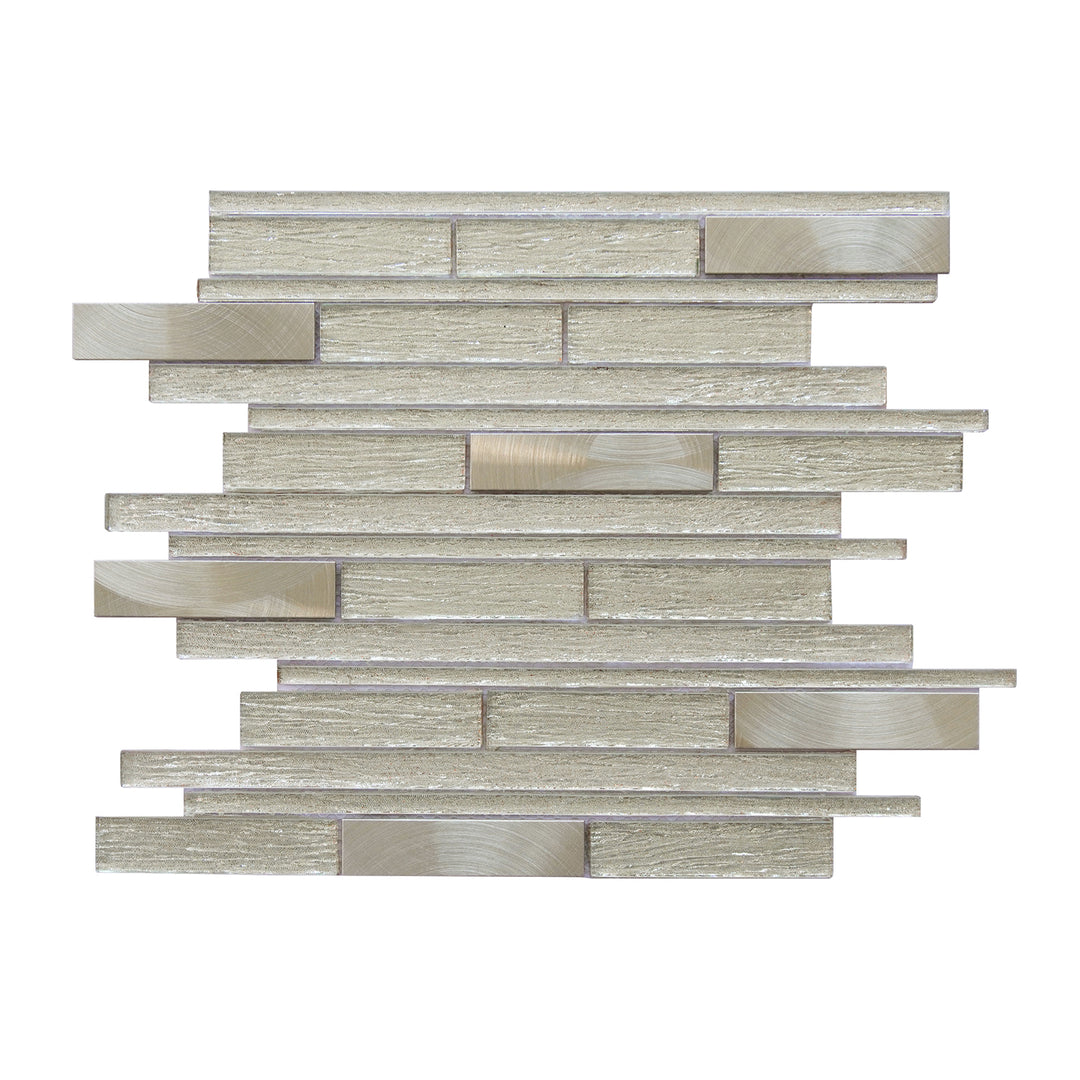 Ardcarn 11.8" x 10.9" Rectangular Laminated Glass Mosaic Mix Aluminum Wall Tile